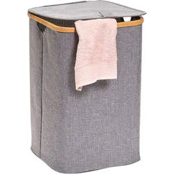 Wäschesortierer ZELLER PRESENT, grau, B:33cm H:50cm T:33cm, Polyester, Wäschesammler, Wäschesortierer, Moderner Bambus Rahmen