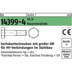 Peiner, Schrauben, Sechskantschraube EN 14399-4 M 24 x 135 10.9 feuerverzinkt (1 Schrauben pro Stück)