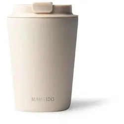 MAMEIDO Thermobecher, Edelstahl, Kunststoff, Silikon, doppelwandig isoliert, auslaufsicher in 350ml, 470ml, 700ml & 1200ml beige 350 ml | Ø 9.1 cm x 14 cm