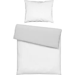 Bettwäsche Twill Streif XL Weiß/Hellgrau ca. 140x220cm