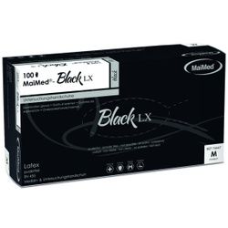 MaiMed® - Black LX Einmalhandschuhe Latex, schwarz, ungepudert, 1 Packung = 100 Stück, Größe L
