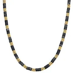Hey Happiness Statementkette Chunky Bead, strukturiert in Grün oder Schwarz, Statement Damen Beaded Kette wasserfest, für Sommer Layerings goldfarben
