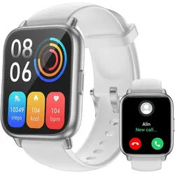 RUIMEN H1 Smartwatch (2,5 cm, android ios), Bluetooth Smartwatch mit Telefonfunktion Fitness Tracking grau