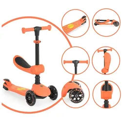 Moni Dreirad Kinderroller 2 in1 Lamborghini, Laufrad, Lenkerhöhe verstellbar, klappbar orange