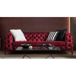 Casa Padrino Chesterfield-Sofa Luxus Chesterfield Sofa Bordeauxrot 235 x 98 x H. 72 cm - Wohnzimmer Sofa - Chesterfield Wohnzimmer Möbel