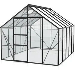 Vitavia Gewächshaus Merkur 8300 inkl. 2 Dachfenstern - 8,3 m2 -schwarz-3 mm Einscheibensicherheitsglas
