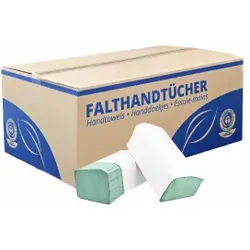 Papierhandtücher 25 x 23 cm, 1-lagig, Recyclingpapier, Zick-Zack-Falzung, 1 Karton = 5.000 Blatt, grün, geprägt, krepp