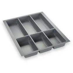 SO-TECH® Besteckeinsatz ORGA-BOX IV Universal, für 45er Schublade, 473,5 x 376 mm grau|silberfarben 37.6 cm x 5.3 cm x 47.35 cm