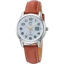 ETT Funkuhr Gobi Lady ELS-11616-61L, Armbanduhr, Damenuhr, Solar, Datum, Lederarmband braun