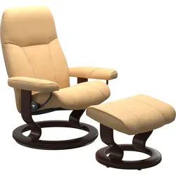 Stressless® Relaxsessel »Consul«, (Set, Relaxsessel mit Hocker), mit Hocker, mit Classic Base, Größe L, Gestell Braun Stressless® yellow