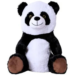 TE-Trend Kuscheltier Panda 50 cm Plüschtier Bär Pandabär sitzend, flauschiger Panda mit Glitzeraugen schwarz|weiß