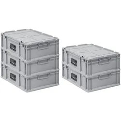 PROREGAL 5x Eurobox NextGen Portable | HxBxT 18,5x40x60cm | 34 Liter | Eurobehälter, Transportbox, Transportbehälter, Stapelbehälter