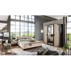 freiraum Komplettschlafzimmer Malmö, (B/H/T: 433x210x210 cm), in Graphit mit Absetzungen in Silver Fir-Nahcbildung