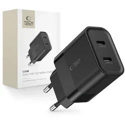 C20W Mains Charger 2x USB-C PD 20W - Black