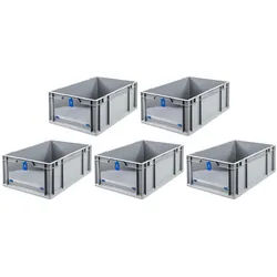 PROREGAL 5x Eurobox NextGen Insight Cover | HxBxT 22x40x60 | 44 Liter | Hoch/Blau | Eurobehälter, Transportbox, Transportbehälter