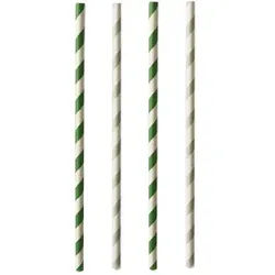 Papstar Pure Trinkhalme, Papier, Trinkröhrchen aus Papier, 1 Packung = 25 Stück, Stripes, einzeln gehüllt