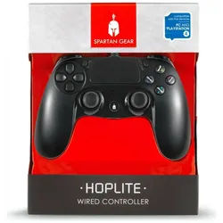 Spartan Gear PS4 Controller Spartan Gear Hoplite wired black kompatibel mit PC und PS-4 (PC, Playstation), Gaming Controller, Schwarz