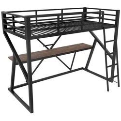 Urban Meuble Hochbett Schwarz ohne Matratze 204/98/160.5 cm , Metall , Rechteckig , Babymöbel & Kindermöbel, Kinderzimmer & Jugendzimmer, Kinderbetten, Hochbetten