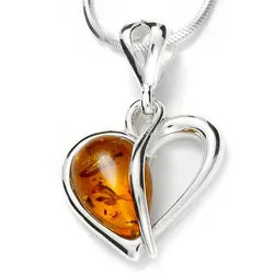 OSTSEE-SCHMUCK Kette mit Anhänger Ostsee-Schmuck Kette mit Anhänger Herz Kette mit Anhänger Herz (2-tlg) silberfarben 50 cm