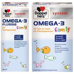 Doppelherz® system Omega-3 flüssig family + system Omega-3 family