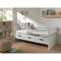 Vipack Stauraumbett , Weiß , Holz, Holzwerkstoff , Kiefer , 90x200 cm , Lattenrost,nicht verstellbar , Babymöbel & Kindermöbel, Kinderzimmer & Jugendzimmer, Kinderbetten, Kinderbetten & Jugendbetten