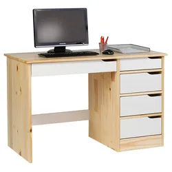 Idimex Schreibtisch Hugo , Naturfarben, Weiß , Holz , Kiefer , Mode , 114x76x54 cm , FSC Mix , Büromöbel, Schreibtische, Schreibtische