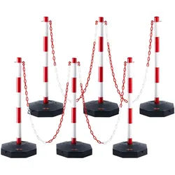 VEVOR Verkehrshütchen Verkehr Absperrpfosten 6 Stk. 285 x 285 mm Warnkegel Verkehrsleitkegel Warnleitkegel mit Kett, Leitpfostenkegel Straßensperrpfosten Rot & Weiß Wasser- und Sandeinspritzung