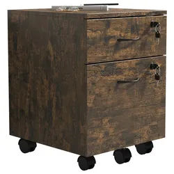 Mid.you Rollcontainer , Eiche dunkel , Metall , 2 Schubladen , 40x54x44 cm , Büromöbel, Schreibtischcontainer, Rollcontainer