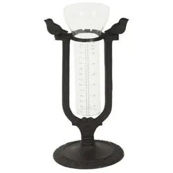 finehomegarden Gartenstecker Regenmesser mit Glas Vogel auf Fuß Gusseisen schwarz/braun H27,5cm (1-St) Wetterstation Niederschlagsmesser Garten / Paket braun|schwarz
