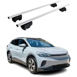 OMAC Dachträger Gepäckträger für VW ID.4 2020-2023 Querträger ABE Metall Silber 2x (2-St), Wasserbeständig,Abnehmbar,Multifunktional,Leichtgewichtig grau|silberfarben