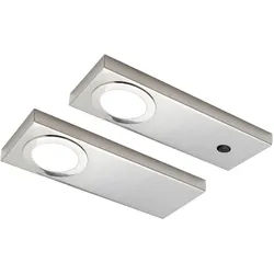 HKT Unterbauleuchten-Set , Edelstahlfarben , Metall , 2-teilig , 7.2x1.6x20.6 cm , LED-Leuchtmittel austauschbar, gleichmäßige Lichtverteilung , Küchen, Küchenausstattung