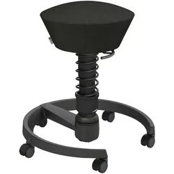 Aeris Bürohocker , Schwarz , Metall, Textil , Rollen, C-Form, rund , 55x45.66x55 cm , Made in Germany, Oeko-Tex® Standard 100, AGR-geprüft , Büromöbel, Bürostühle, Bürohocker