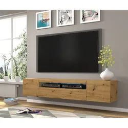 Raumhirsch Furniture Lowboard TV Schrank, RTV Möbel, Wohnmöbel (Maße 200 x 37 x 42/36 (H) cm, mit LED-Beleuchtung), Hängend oder stehend, Viel Stauraum 200 cm x 42 cm x 37 cm