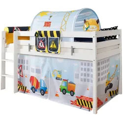 Mid.you Hochbett , Weiß , Holz , Birke,Kiefer , Schichtholz,massiv , Höhe ca. 16 cm , 90x200 cm , für Rollrost geeignet , Holzmöbel, Holzbetten, Kinderbetten Holz