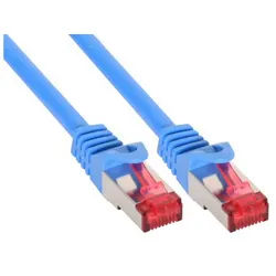 INLINE Patchkabel, S/FTP (PiMf), Cat,6, 250MHz, halogenfrei, Kupfer, blau, 0,25m