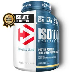 Dymatize Iso100 Hydrolyzed Isolat Protein Pulver Birthday Cake 2264g Dose