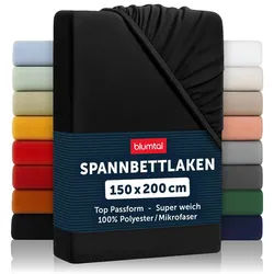 Blumtal Spannbettlaken 2er-Set 150/200/30 cm Schwarz , Textil , Uni , 150x200 cm , Oeko-Tex® Standard 100 , Heimtextilien, Bettwäsche & Leintücher, Leintücher, Bettlaken