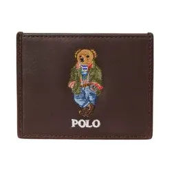 Polo Ralph Lauren für Herren. 405964517001 Brauner Bär Kartenhalter aus Leder (OSFA), Lässig