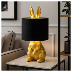 GLOBO LIGHTING Tischleuchte, Leuchtmittel nicht inklusive, Tischleuchte Beistelllampe Nachttischlampe Kaninchen-Design Gold H 41