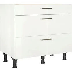 Nobilia Schubkastenunterschrank , Weiß Hochglanz , Metall , 3 Schubladen , einzeln stellbar , 90x87x56 cm , Blauer Engel, Pefc, Goldenes M, Made in Germany, DGM-Klimapakt , Zusatzausstattung erhältlich , Küchen, Küchenmöbel