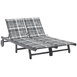 vidaXL Gartenliege 200 x 123 x 85 cm Doppelliege Gartenliege 2-Personen Sonnenliege Aufla grau