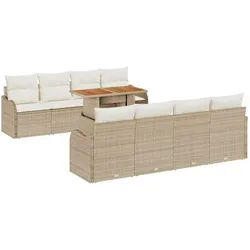 vidaXL Garten-Sofa-Set mit Speicher 9 pcs Beige Poly Rattan