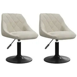 vidaXL Esszimmerstuhl Esszimmerstühle 2 Stk. Drehbar Creme Samt (2 St)
