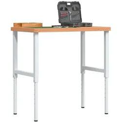 vidaXL Werkbank 100 x 60 x 73-995 cm Werkbank 100x60x73-99,5 cm Massivholz Buche Recht bunt