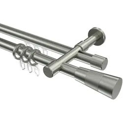 GARDINENSTANGE RUNDROHR-INNENLAUF Prestige Tanara 120 cm, 2-läufig, 20 mm Ø Edelstahl-Optik