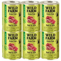 WILD FARM Premium getreidefreies Rindfleisch und Thunfisch 12x400g - getreidefreies Katzenfutter