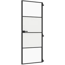 vidaXL Zimmertür 76 x 2015 cm Zimmertür Glastür Innentür Schlank Schwarz 76x201,5 cm Ha schwarz