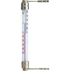 Fensterthermometer analog mit Metallhalter - weiß