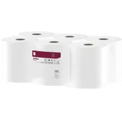 Satino HiLine Handtuchrollen, 2-lagig, hochweiß, PT1, Hochweißes Handtuchpapier aus Zellstoff, 1 Packung = 6 Rollen à 220 Meter