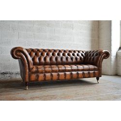 JVmoebel Chesterfield-Sofa, Chesterfield 3 Sitzer Sofa Design Sofa Couch 225 cm braun